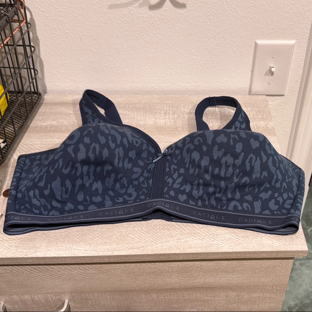 Cacique Navy Animal Print Bra